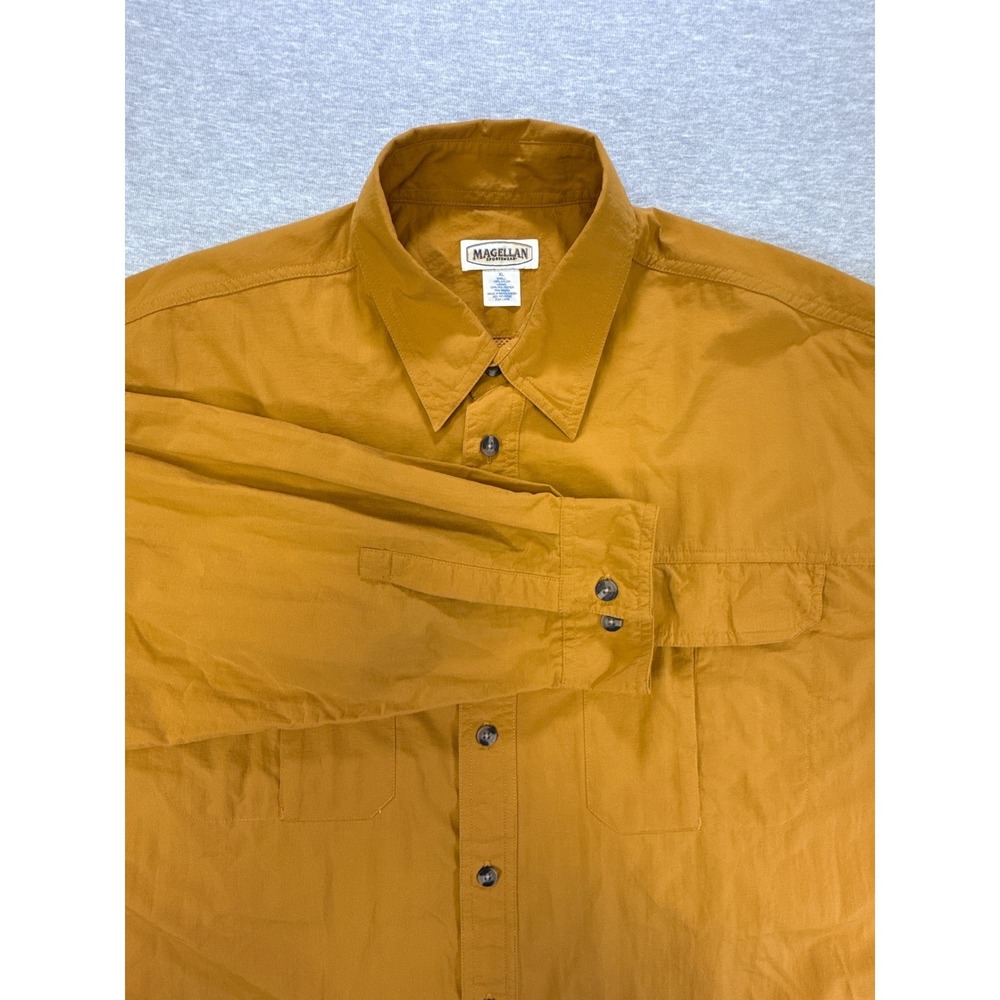 Magellan Sportswear Mens XL Fishing Shirt Long Sleeve Nylon Mesh Back Mustard